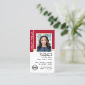 Notaris publieke lening ondertekenaar ID rood goud Visitekaartje (Staand voorkant)