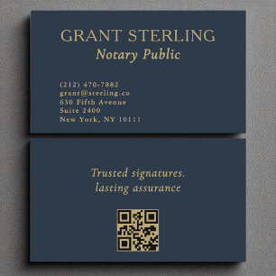 Notaris Publieke Minimalistische Marine Blauw Goud Visitekaartje