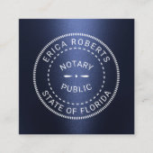Notaris publieke stempel Modern Navy Blue Metallic Vierkante Visitekaartje (Voorkant)