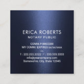 Notaris publieke stempel Modern Navy Blue Metallic Vierkante Visitekaartje (Achterkant)