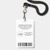 Notaris Rose Goud Typografie Foto Badge (Achterkant met lanyard)