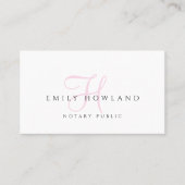 Notaris Roze Script Monogram Naam Visitekaartje (Voorkant)