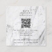 Notaris Signing Agent Feather Quill Modern Marmer Vierkante Visitekaartje (Achterkant)