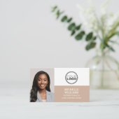 Notaris Signing Agent Foto Logo QR Code Beige Visitekaartje (Staand voorkant)