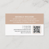Notaris Signing Agent Foto Logo QR Code Beige Visitekaartje (Achterkant)