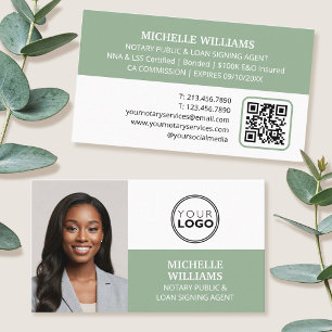 Notaris Signing Agent Foto Logo QR Code Groen Visitekaartje