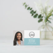 Notaris Signing Agent Foto Logo QR Code Turquoise Visitekaartje (Staand voorkant)