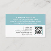 Notaris Signing Agent Foto Logo QR Code Turquoise Visitekaartje (Achterkant)