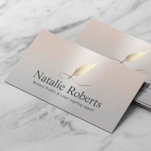 Notaris Signing Agent Gouden Quill Elegant Zilver Visitekaartje