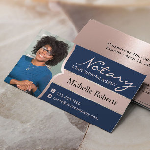 Notaris Signing Agent Navy & Roos Gold Foto Visitekaartje