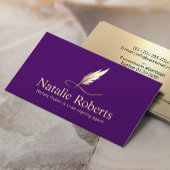 Notaris Signing Agent Paarse & Gold Quill Logo Visitekaartje