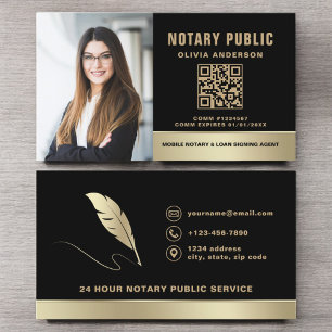 Notaris Signing Agent QR Code Foto Zwart & Goud Visitekaartje