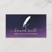 Notaris Signing Agent Quill Logo Classy Paars Visitekaartje (Voorkant)