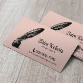 Notaris Signing Agent  Quill Pen Blush Pink Visitekaartje