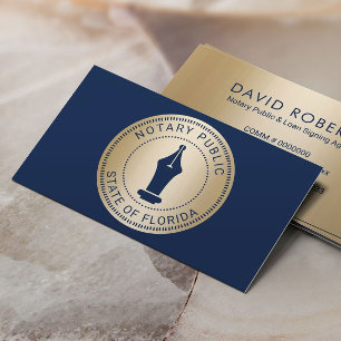 Notaris Stamp Loan Signing Agent Navy & Gold Visitekaartje