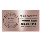 Notaris Stempel Lening Signing Agent Modern Roos G Magnetisch Visitekaartje (Voorkant)