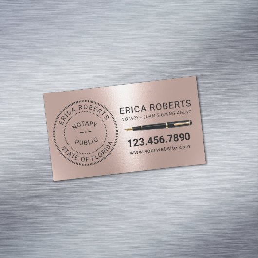 Notaris Stempel Lening Signing Agent Modern Roos G Magnetisch Visitekaartje (Voorbeeld)