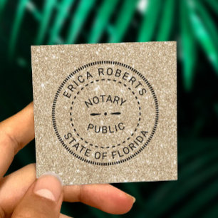 Notaris Stempel Modern Goud Glitter Vierkante Visitekaartje
