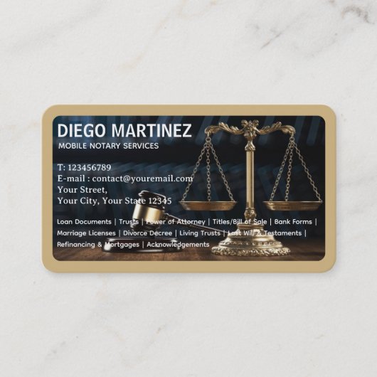 Notaris Tweetalig Engels Spaans Visitekaartje (Voorkant)