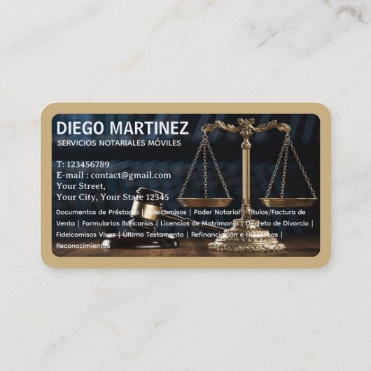 Notaris Tweetalig Engels Spaans Visitekaartje (Achterkant)