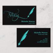 notaris veer pen lening ondertekening turquoise visitekaartje (Voorkant / Achterkant)