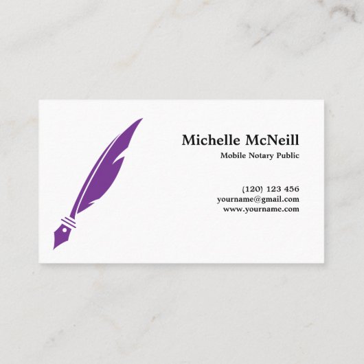 notaris vether pen lening ondertekening turquoise  visitekaartje (Achterkant)