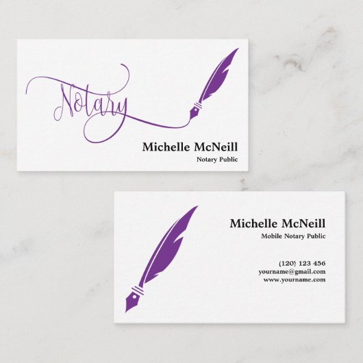 notaris vether pen lening ondertekening turquoise  visitekaartje (Voorkant / Achterkant)