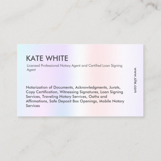 notaris visitekaartje (Achterkant)