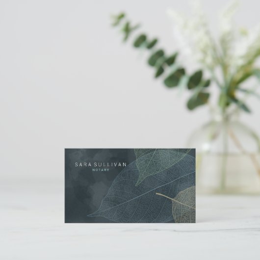 Notaris Visitekaartje Grunge Leaf Aderen (Staand voorkant)
