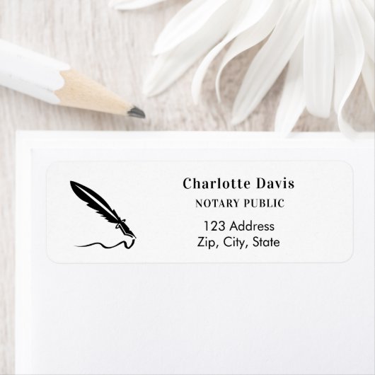 Notaris witte zwarte pen retouradres etiket (Insitu)