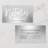 Notaris zilveren glitter ombre metallic folie visitekaartje (Voorkant / Achterkant)