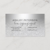 Notaris zilveren glitter ombre metallic folie visitekaartje (Achterkant)
