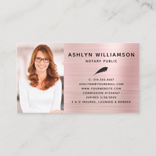 Notaris Zwart Roze Glitter Foto Loan Signing Agent Visitekaartje (Achterkant)