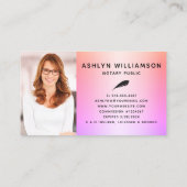 Notaris Zwart Roze Paarse Glitter Loan Agent Foto Visitekaartje (Achterkant)