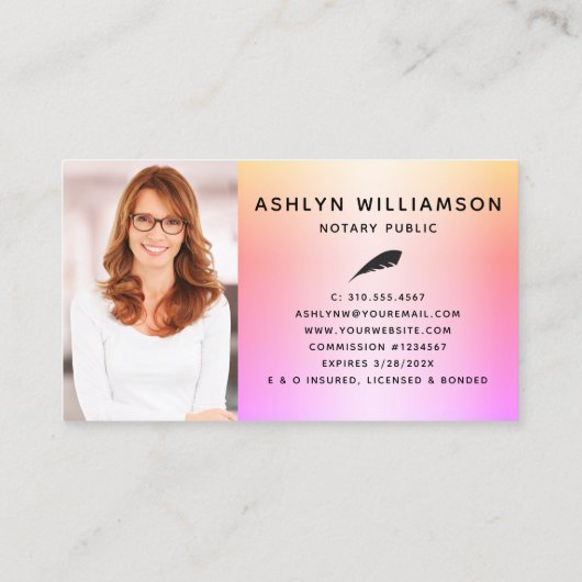 Notaris Zwart Roze Paarse Glitter Loan Agent Foto Visitekaartje (Achterkant)