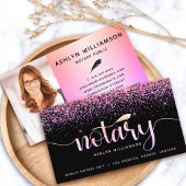 Notaris Zwart Roze Paarse Glitter Loan Agent Foto Visitekaartje