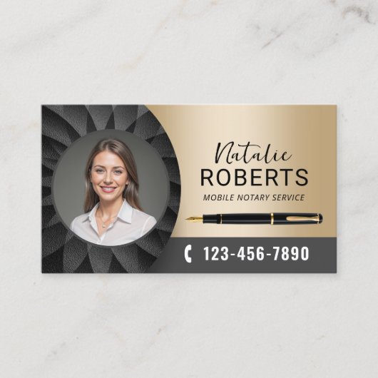 Notarisagent Modern Black & Gold Photo Visitekaartje (Voorkant)