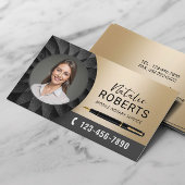 Notarisagent Modern Black & Gold Photo Visitekaartje