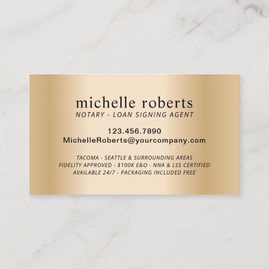 Notarisagent Modern Black & Gold Photo Visitekaartje (Achterkant)