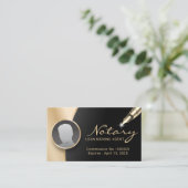 Notarisagent Modern Black & Gold Photo Visitekaartje (Staand voorkant)
