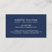 Notarisagent Modern Navy & Gold Typografie Visitekaartje (Achterkant)