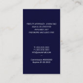 Notarisagent Modern Silver Quill Logo Navy Visitekaartje (Achterkant)