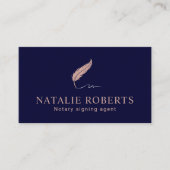 Notarisagent Quill Logo Navy & Roos Gold Visitekaartje (Voorkant)