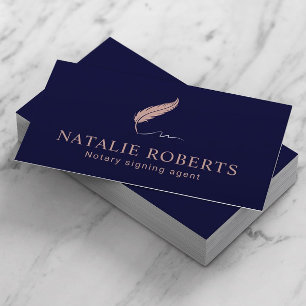 Notarisagent Quill Logo Navy & Roos Gold Visitekaartje