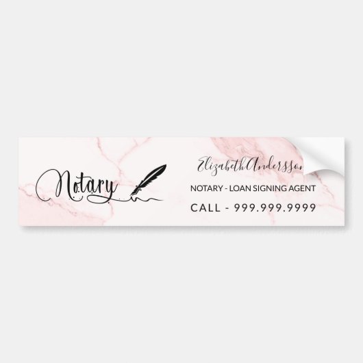 Notarisagent voor leningsondertekening: zwarte roz bumpersticker (Voorkant)