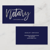 Notarisch elegant chic Silver-typografie blauw Visitekaartje (Voorkant / Achterkant)
