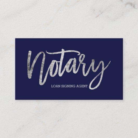 Notarisch elegant chic Silver-typografie blauw Visitekaartje (Voorkant)