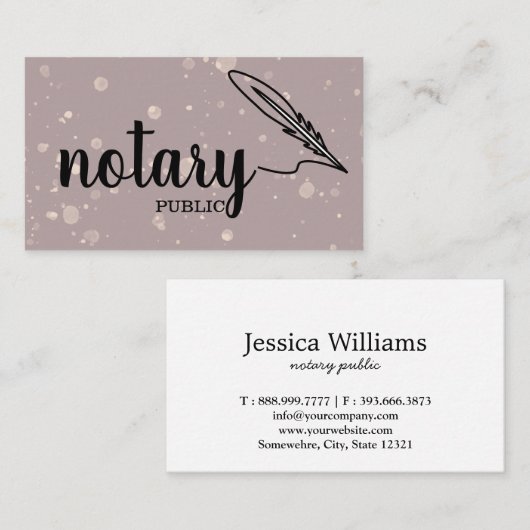 Notarisch Openbaar Elegant Manuscript Gewoon Visit Visitekaartje (Voorkant / Achterkant)