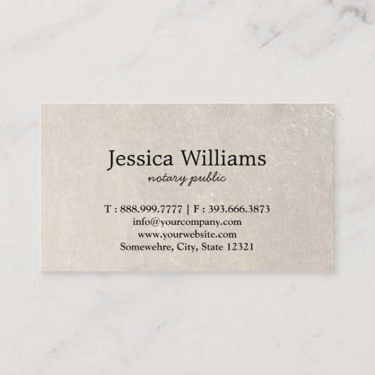 Notarisch Openbaar Elegant Manuscript Gewoon Visit Visitekaartje (Achterkant)