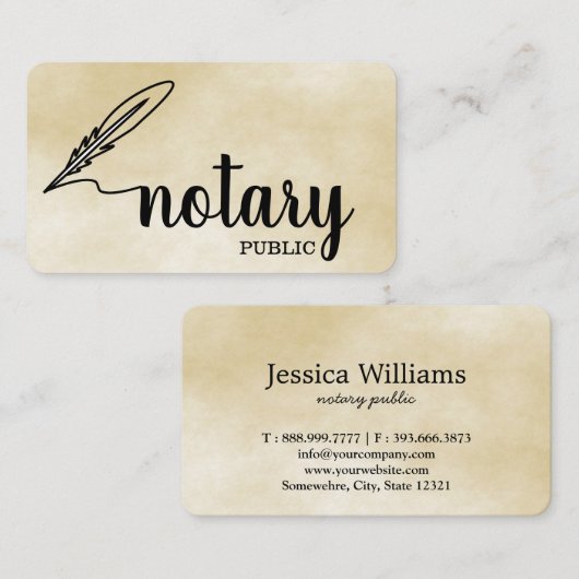 Notarisch Openbaar Elegant Manuscript Gewoon Visit Visitekaartje (Voorkant / Achterkant)